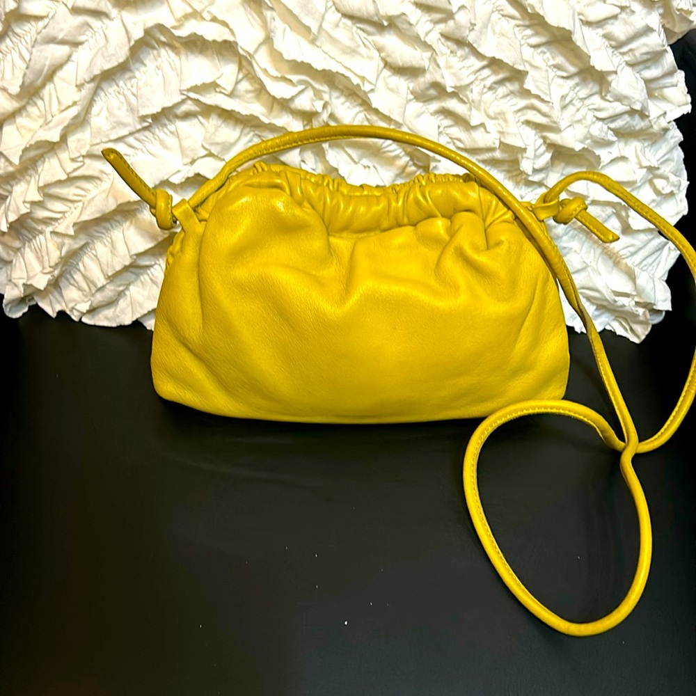 Mansur Gavriel Mini Cloud Leather Clutch Citron Green Yellow